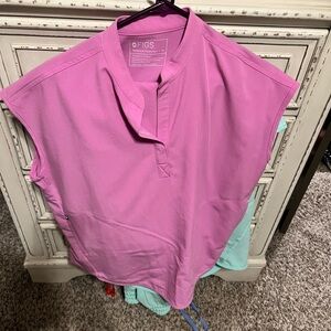 Figs Women's Button Down Shirt in Vibrant Pink